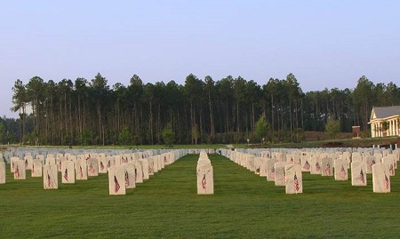 Burial area at Fort Jackson National Cemetery.