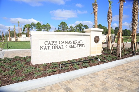 Entrance to the Cape Canaveral National Cemetery.