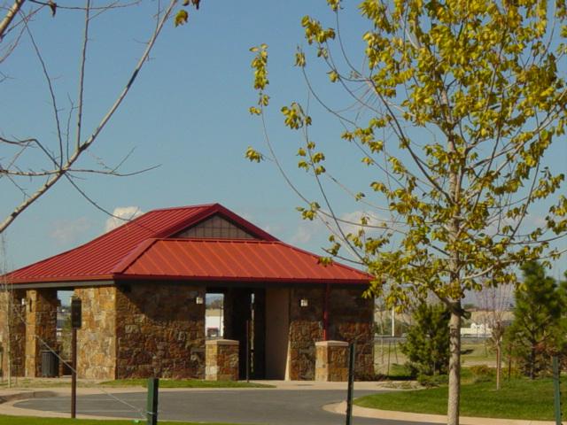 Picture of a cemetery's committal service shelter