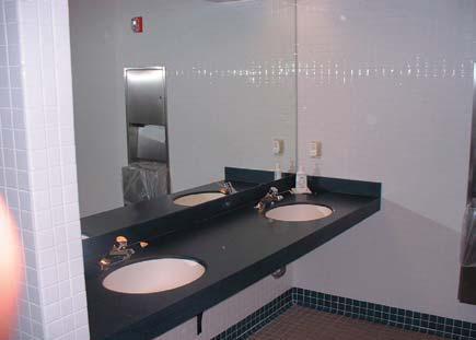 Picture of a cemetery's public restroom.