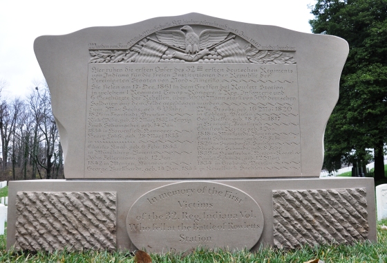 Front of successor 32nd Indiana Infantry Monument in Cave Hill National Cemetery, 2011.