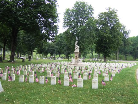 The Allegheny Cemetery Soldiers' Lot in Pittsburgh, PA.