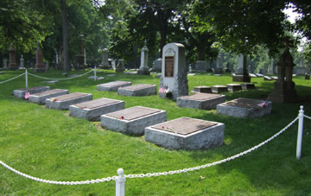 Confederate memorials at the Crown Hill Cemetery Confederate Plot.