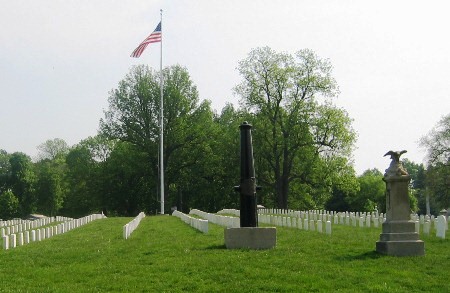Flag pole and burial area at Crown Hill National Cemetery. Flag pole and burial area at Crown Hill National Cemetery.
