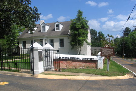 Front gate and superintendent's lodge at Alexandria National Cemetery.