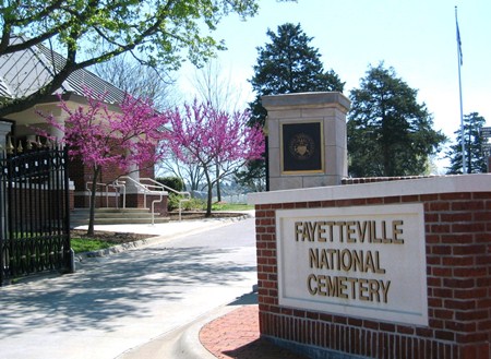 Entrance gate at Fayetteville National Cemetery.