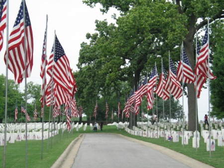 Avenue of Flags display at Fort Smith National Cemetery.