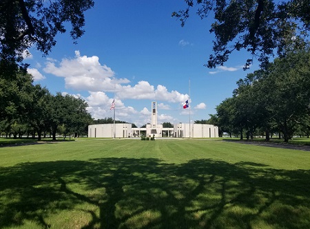 Hemicycle, a semicircular shape or structure, located within Houston National Cemetery, 2016.