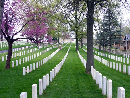 Burial area at Jefferson City National Cemetery. Burial area at Jefferson City National Cemetery.