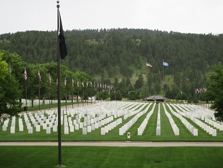 Headstones and flags at Black Hills National Cemetery. Headstones and flags at Black Hills National Cemetery.