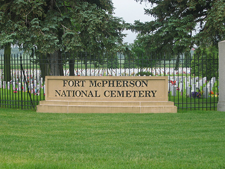 Burial area at Fort McPherson National Cemetery.
