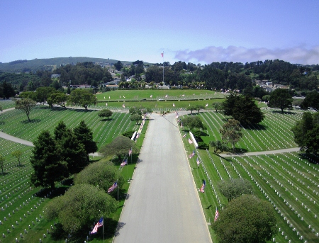 Aerial view of Golden Gate National Cemetery.