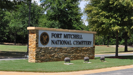 Front gate at Fort Mitchell National Cemetery.