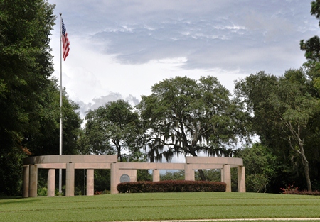 The main assembly area colonnade at Florida National Cemetery.