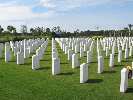 Burial section at South Florida National Cemetery.