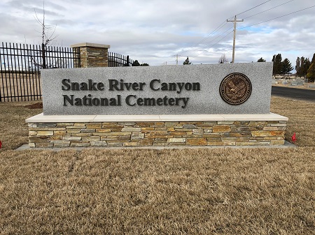 The entrance of Snake River Canyon National Cemetery in Buhl, Idaho. The entrance of Snake River Canyon National Cemetery in Buhl, Idaho.
