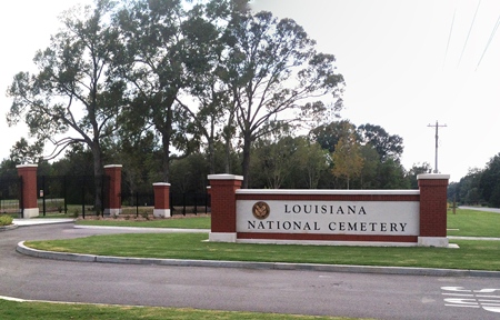Entrance gate to Louisiana National Cemetery.