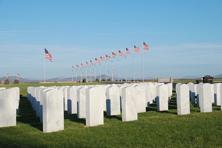 Miramar National Cemetery headstones and flags. Miramar National Cemetery headstones and flags.