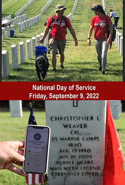 National Day of Service. Friday, September 9, 2022. VA Remembers 9 11. 21 Year Commemoration