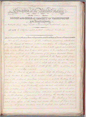 Page from a book that describes an act to establish and protect National Cemeteries.