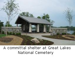 A committal shelter at Great Lakes National Cemetery
