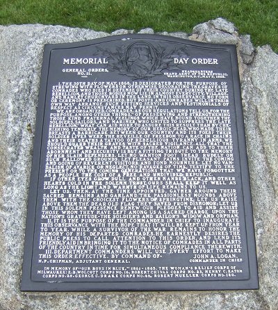 Woman's Relief Corps Memorial Day Act tablet at Wood National Cemetery. (NCA)