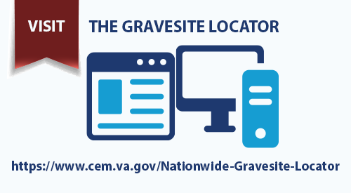 A tablet, computer monitor and phone above the Nationwide Gravesite Locator URL.