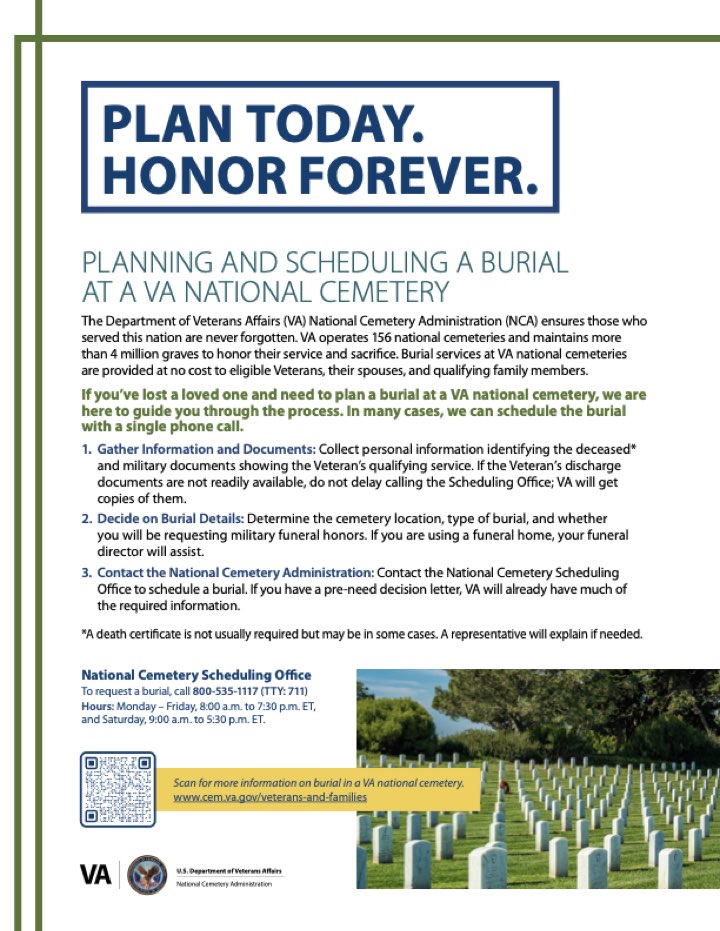 Product thumbnail: Planning and Scheduling a Burial at a VA National Cemetery Flyer