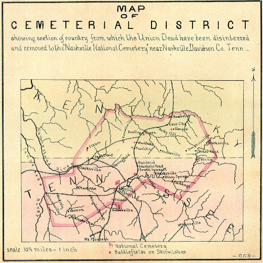 Map of the areas in Kentucky and Tennessee