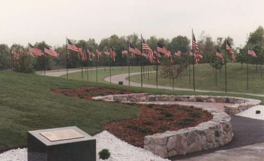 Picture of a cemetery's avenue of flags.