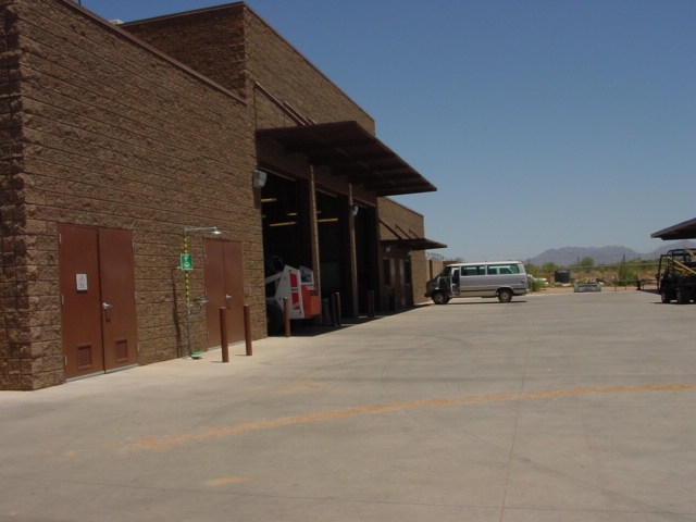 Picture of a cemetery's maintenance building.