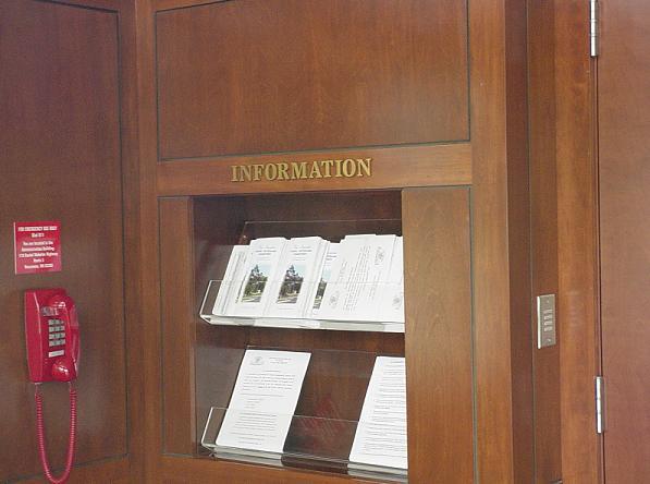 Picture of a cemetery's public information center.