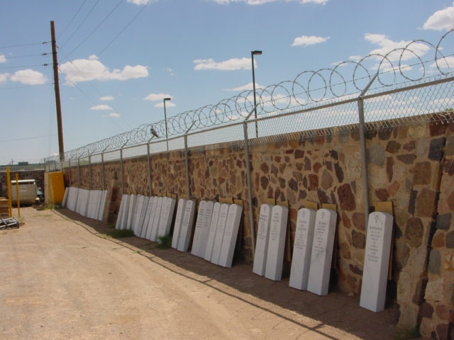 Picture of a cemetery's service yard.