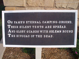 Close-up of a tablet at Grafton National Cemetery, West Virginia